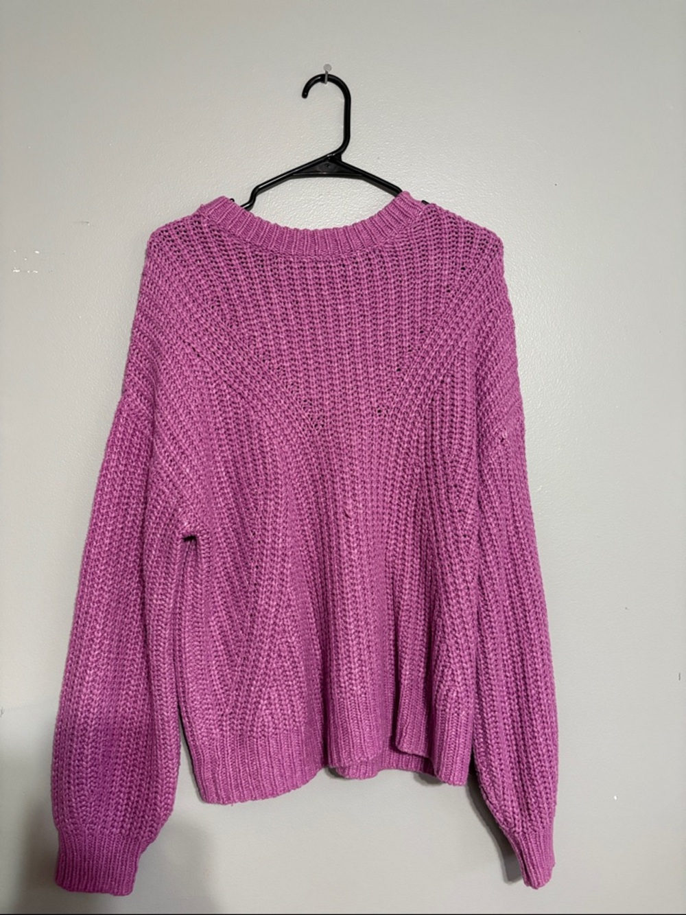 Relaxed Crewneck Sweater in Bright Pink